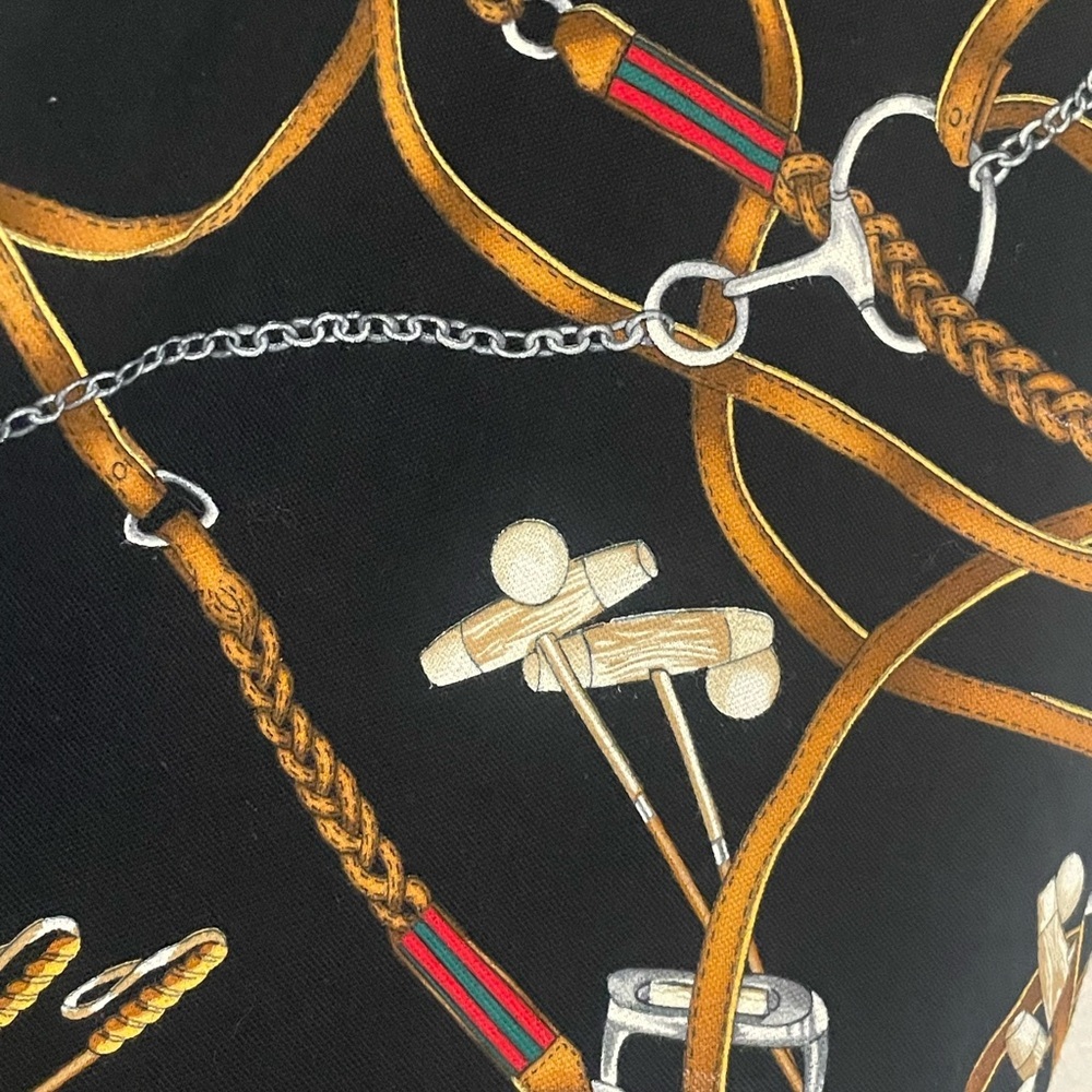 Vintage Ralph Lauren Equestrian Bridle Print Polo Shirt Black L - Picture 4 of 5